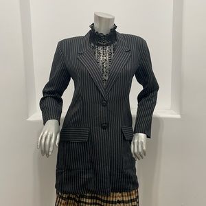 Unbranded  Women’s Long Blazer Navy Blue Striped